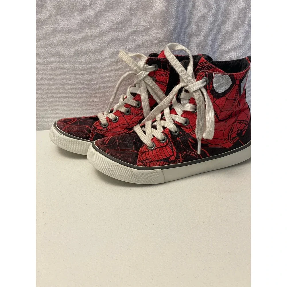 GAP Spiderman‎ high top youth shoes size 11 lace up zip side red black